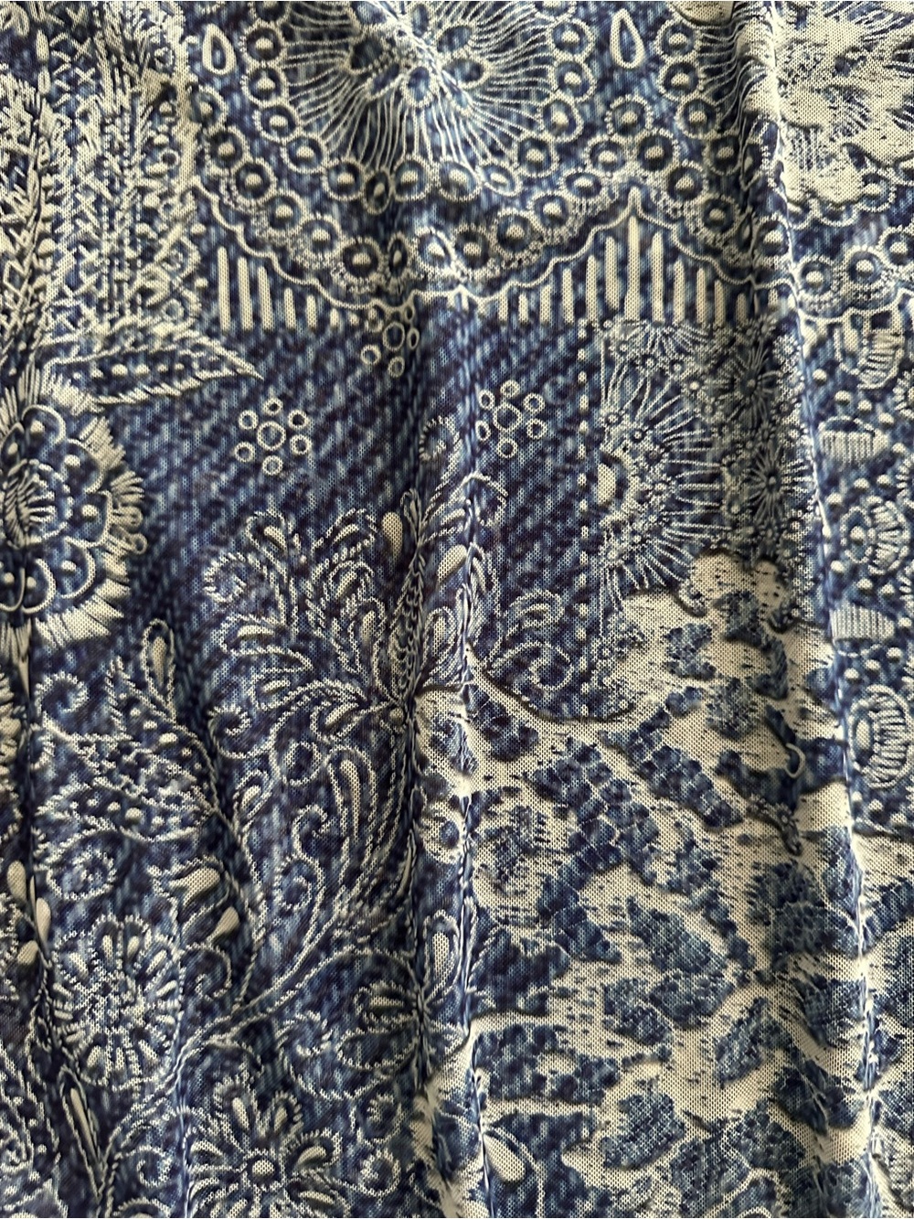 Johnny Was Blue Paisley Lace-Inspired Sheer Long Sleeve Top - Picture 5 of 10